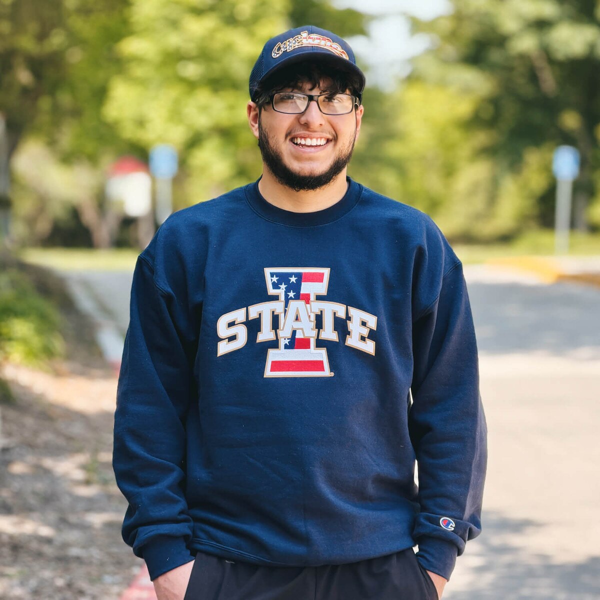 Champion® Patriotic I-State Navy Powerblend Crewneck